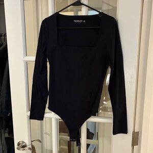 Abercrombie & Fitch Black Square Neck Long Sleeve Bodysuit